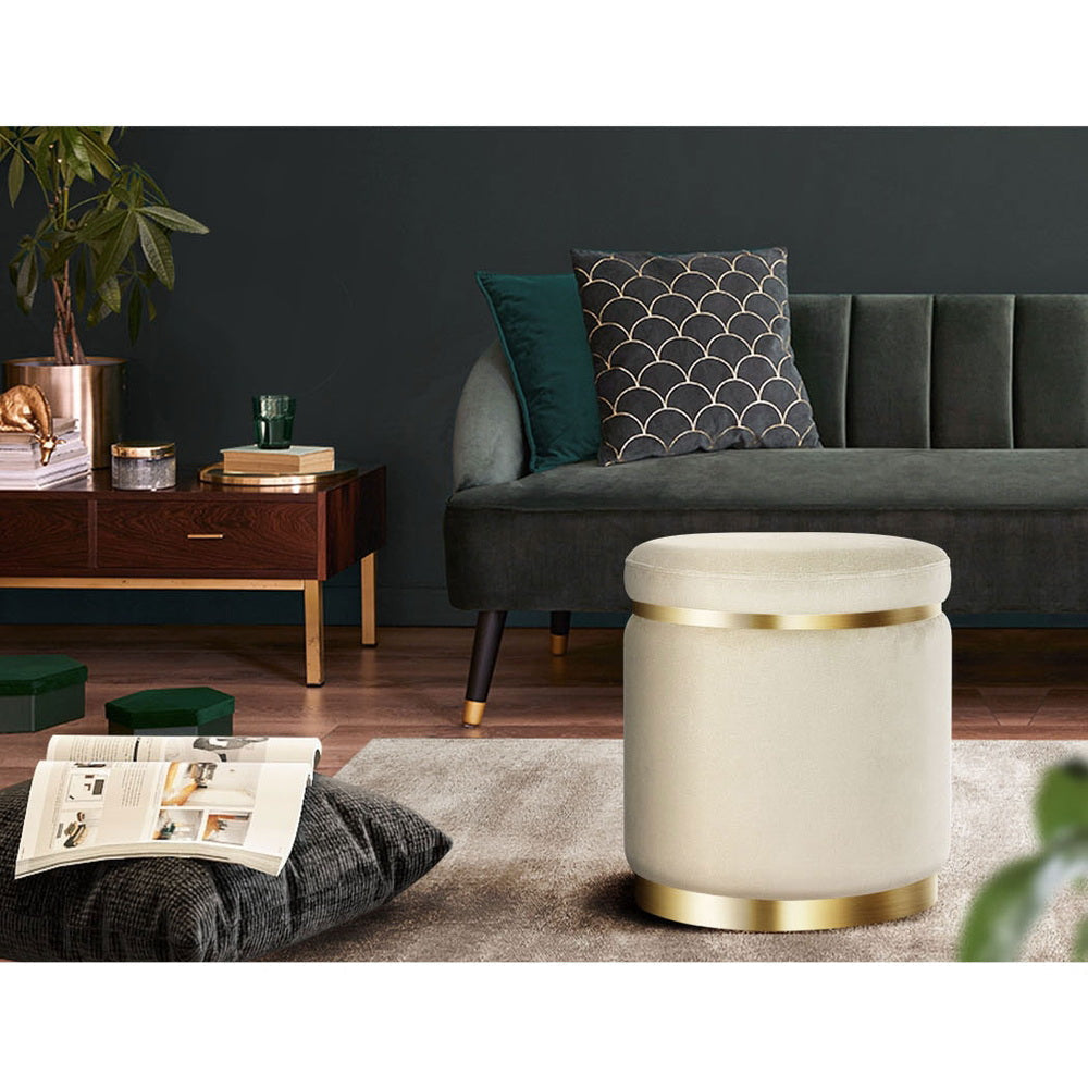 Artiss Round Velvet Foot Stool Ottoman Foot Rest Pouffe Padded Seat Footstool | Auzzi Store