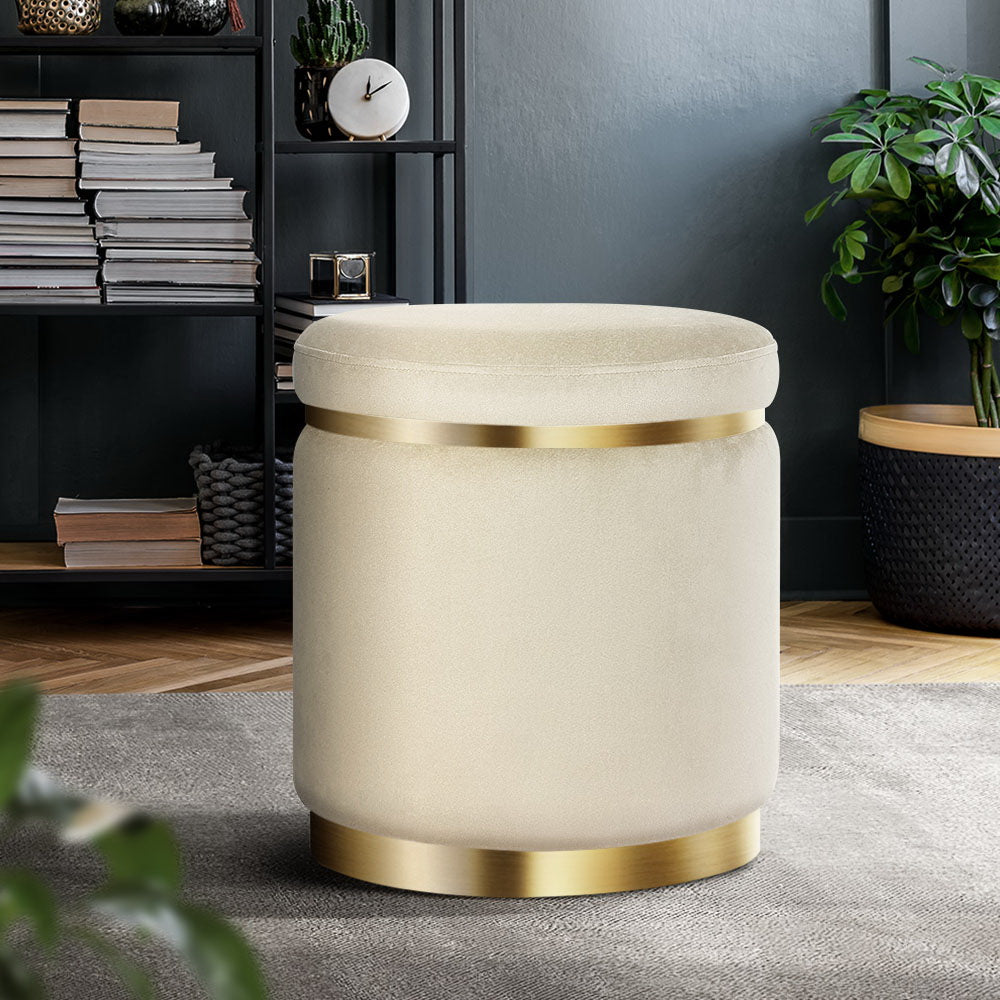 Artiss Round Velvet Foot Stool Ottoman Foot Rest Pouffe Padded Seat Footstool | Auzzi Store