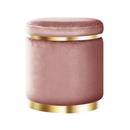 Artiss Round Velvet Foot Stool Ottoman Foot Rest Pouffe Padded Seat Pouf Pink | Auzzi Store