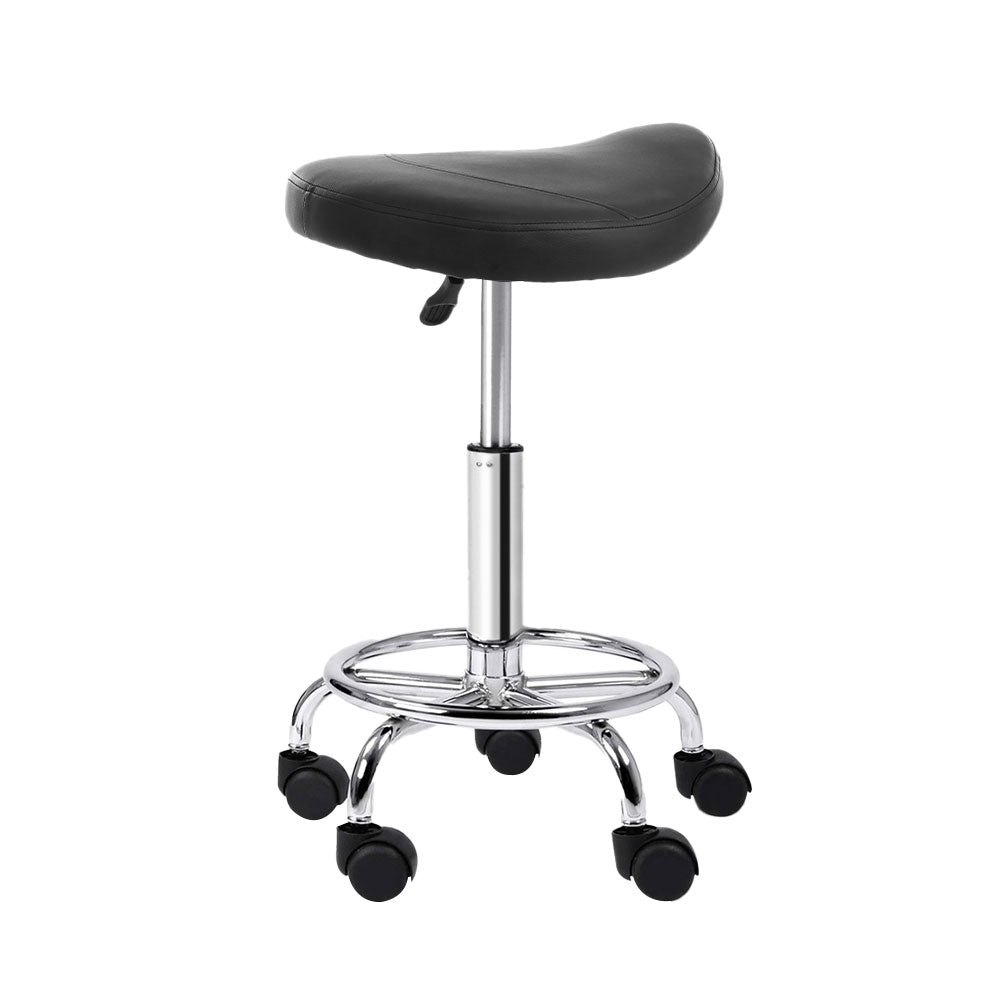 Artiss Saddle Salon Stool Black PU Swivel Barber Hair Dress Chair Hydraulic Lift | Auzzi Store