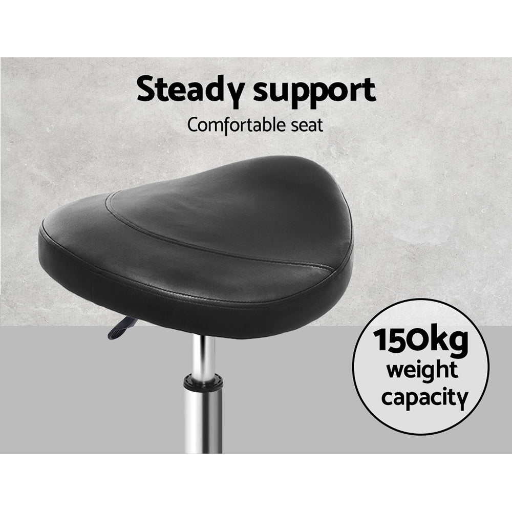 Artiss Saddle Salon Stool Black PU Swivel Barber Hair Dress Chair Hydraulic Lift | Auzzi Store