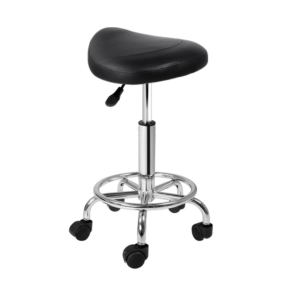 Artiss Saddle Salon Stool Black PU Swivel Barber Hair Dress Chair Hydraulic Lift | Auzzi Store