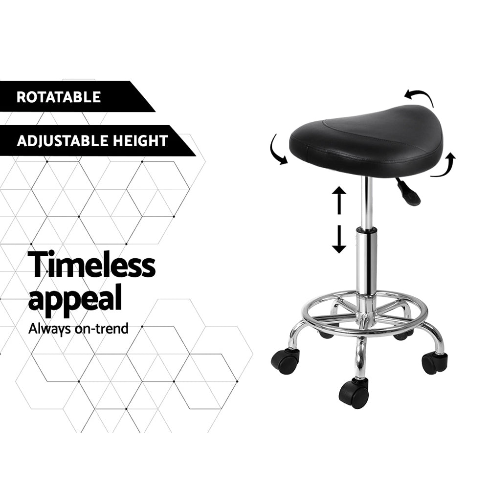 Artiss Saddle Salon Stool Black PU Swivel Barber Hair Dress Chair Hydraulic Lift | Auzzi Store