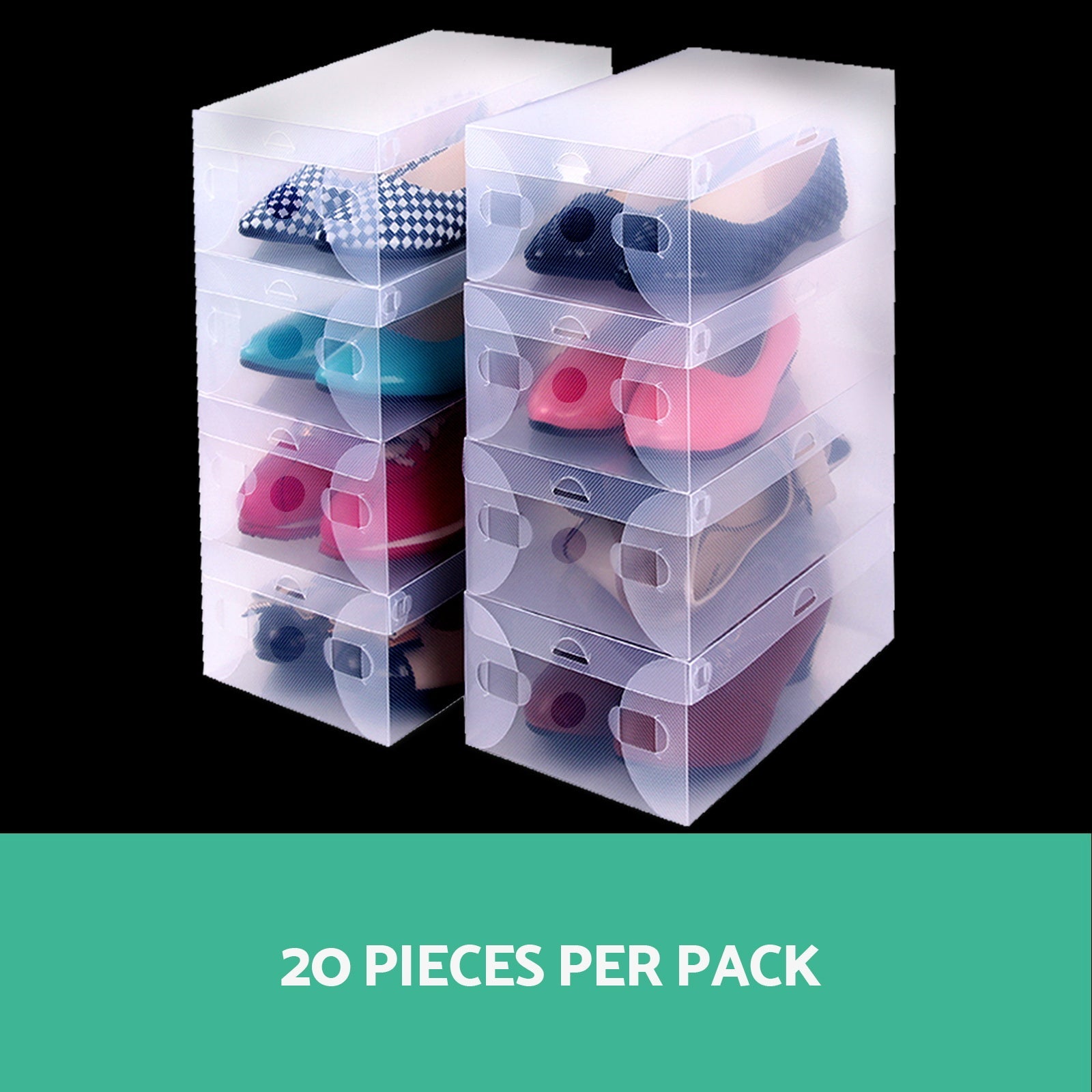 Artiss Set of 20 Clear Shoe Box Foldable Transparent Shoe Storage Stackable Case | Auzzi Store