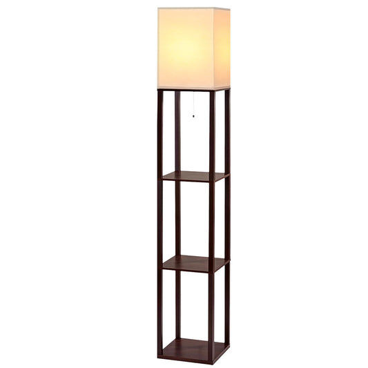 Artiss Shelf Floor Lamp Vintage Wood Reading Light Storage Organizer Home Office | Auzzi Store
