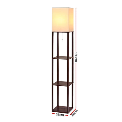 Artiss Shelf Floor Lamp Vintage Wood Reading Light Storage Organizer Home Office | Auzzi Store
