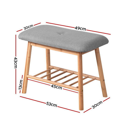 Artiss Shoe Rack Seat Bench Chair Shelf Organisers Bamboo Grey | Auzzi Store