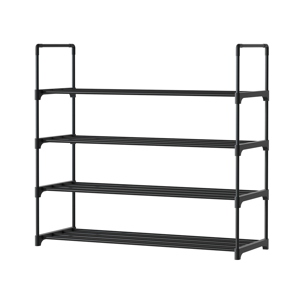 Artiss Shoe Rack Stackable 4 Tiers 80cm Shoes Shelves Storage Stand Black | Auzzi Store