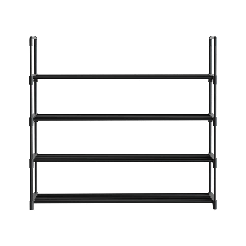 Artiss Shoe Rack Stackable 4 Tiers 80cm Shoes Shelves Storage Stand Black | Auzzi Store