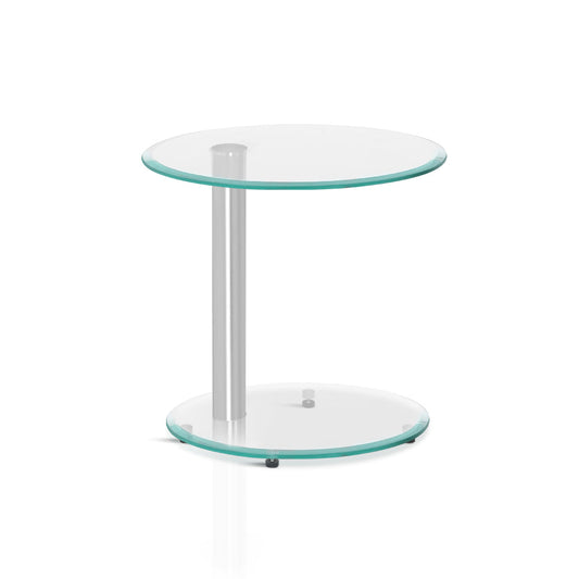 Artiss Side Coffee Table Bedside Furniture Oval Tempered Glass Top 2 Tier | Auzzi Store