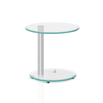 Artiss Side Coffee Table Bedside Furniture Oval Tempered Glass Top 2 Tier | Auzzi Store