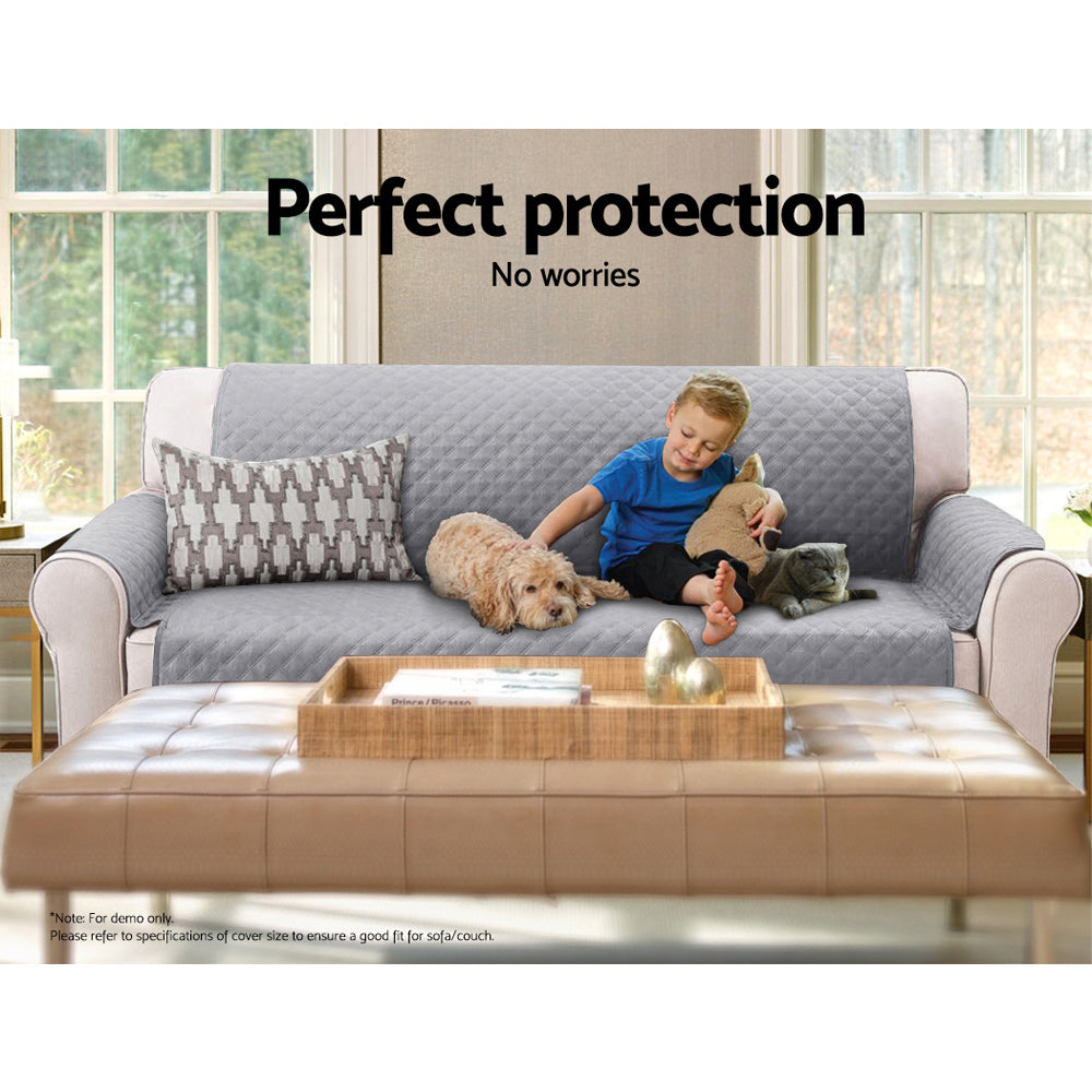 Artiss Sofa Cover Quilted Couch Covers Lounge Protector Slipcovers 3 Seater Grey | Auzzi Store