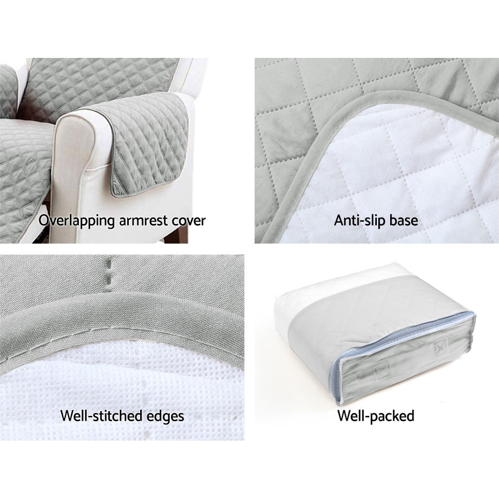 Artiss Sofa Cover Quilted Couch Covers Lounge Protector Slipcovers 3 Seater Grey | Auzzi Store