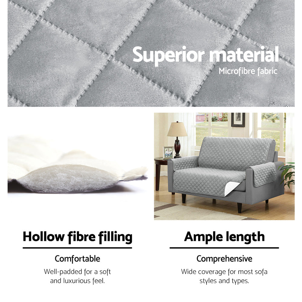 Artiss Sofa Cover Quilted Couch Covers Lounge Protector Slipcovers 3 Seater Grey | Auzzi Store