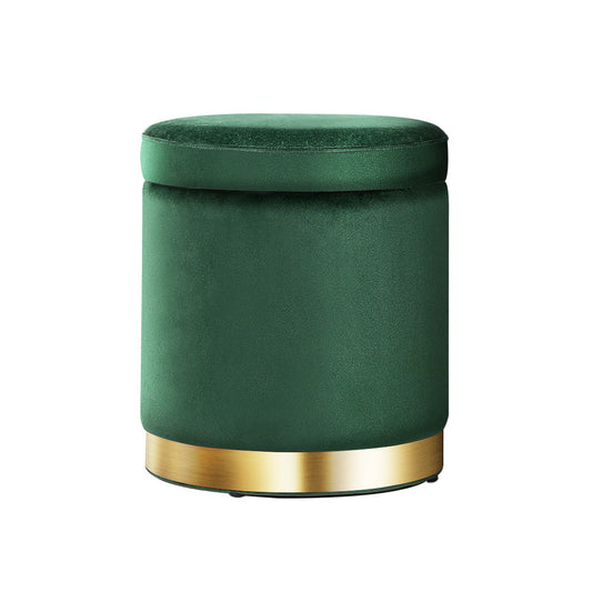 Artiss Storage Ottoman Foot Stool Round Velvet Foot Rest Pouffe Footstool Green | Auzzi Store