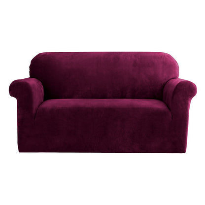 Artiss Velvet Sofa Cover Plush Couch Cover Lounge Slipcover 2 Seater Ruby Red | Auzzi Store