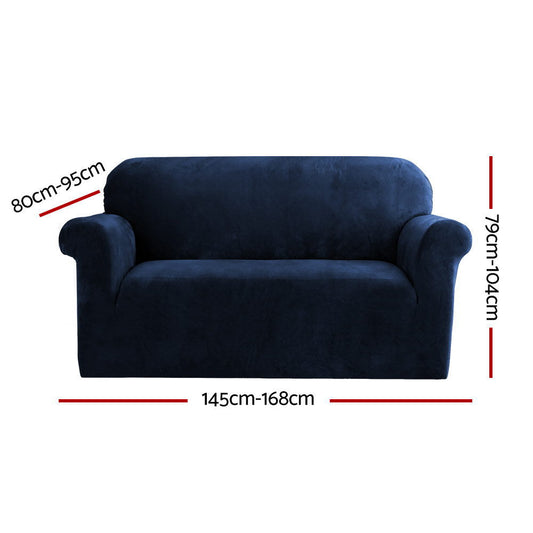 Artiss Velvet Sofa Cover Plush Couch Cover Lounge Slipcover 2 Seater Sapphire | Auzzi Store