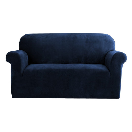 Artiss Velvet Sofa Cover Plush Couch Cover Lounge Slipcover 2 Seater Sapphire | Auzzi Store