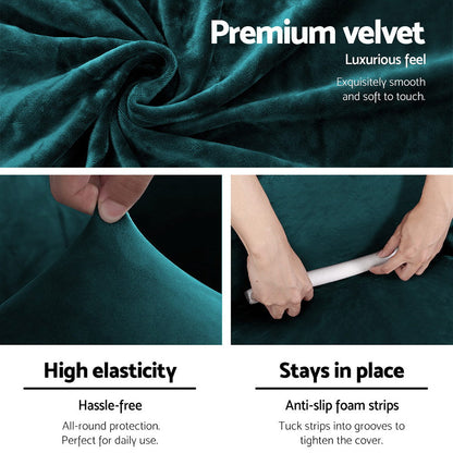 Artiss Velvet Sofa Cover Plush Couch Cover Lounge Slipcover 3 Seater Agate Green | Auzzi Store