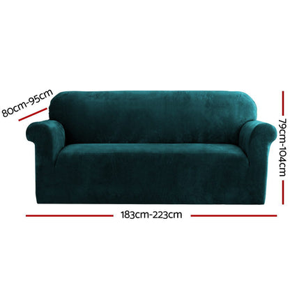 Artiss Velvet Sofa Cover Plush Couch Cover Lounge Slipcover 3 Seater Agate Green | Auzzi Store