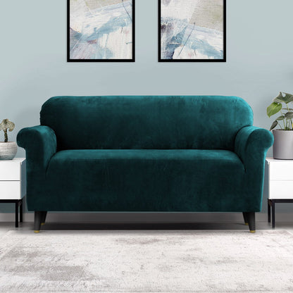 Artiss Velvet Sofa Cover Plush Couch Cover Lounge Slipcover 3 Seater Agate Green | Auzzi Store