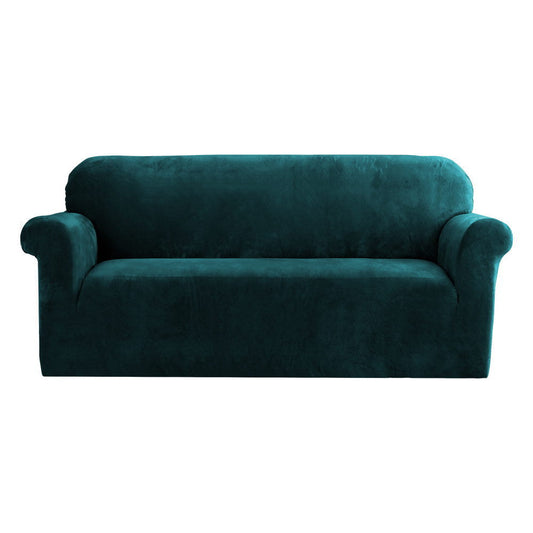 Artiss Velvet Sofa Cover Plush Couch Cover Lounge Slipcover 3 Seater Agate Green | Auzzi Store