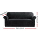 Artiss Velvet Sofa Cover Plush Couch Cover Lounge Slipcover 3 Seater Black | Auzzi Store