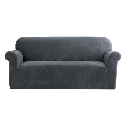 Artiss Velvet Sofa Cover Plush Couch Cover Lounge Slipcover 3 Seater Grey | Auzzi Store