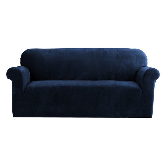 Artiss Velvet Sofa Cover Plush Couch Cover Lounge Slipcover 3 Seater Sapphire | Auzzi Store