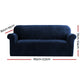 Artiss Velvet Sofa Cover Plush Couch Cover Lounge Slipcover 3 Seater Sapphire | Auzzi Store