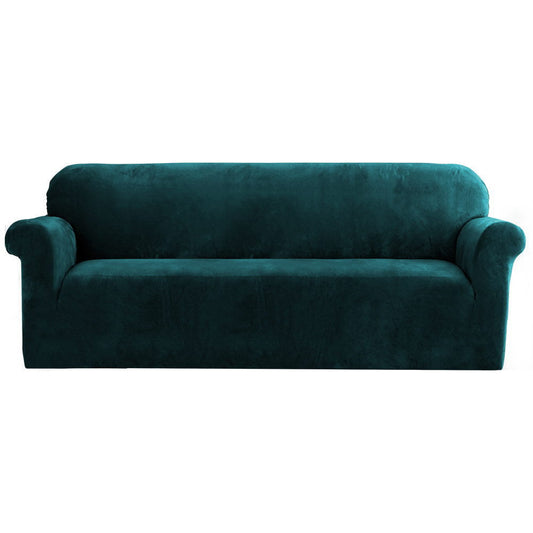 Artiss Velvet Sofa Cover Plush Couch Cover Lounge Slipcover 4 Seater Agate Green | Auzzi Store