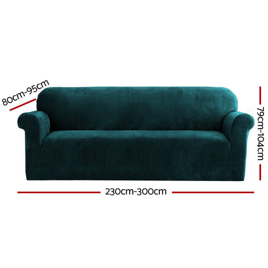 Artiss Velvet Sofa Cover Plush Couch Cover Lounge Slipcover 4 Seater Agate Green | Auzzi Store