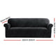 Artiss Velvet Sofa Cover Plush Couch Cover Lounge Slipcover 4 Seater Black | Auzzi Store