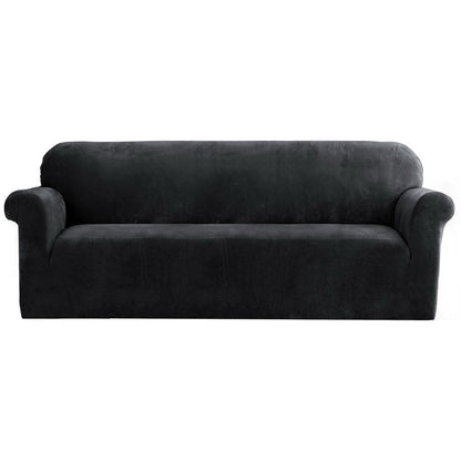 Artiss Velvet Sofa Cover Plush Couch Cover Lounge Slipcover 4 Seater Black | Auzzi Store