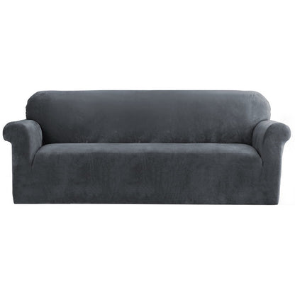 Artiss Velvet Sofa Cover Plush Couch Cover Lounge Slipcover 4 Seater Grey | Auzzi Store