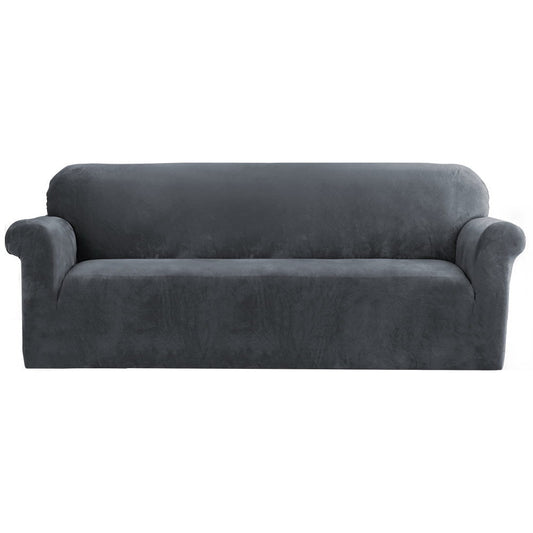 Artiss Velvet Sofa Cover Plush Couch Cover Lounge Slipcover 4 Seater Grey | Auzzi Store