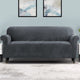 Artiss Velvet Sofa Cover Plush Couch Cover Lounge Slipcover 4 Seater Grey | Auzzi Store