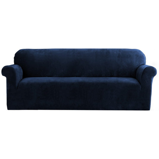 Artiss Velvet Sofa Cover Plush Couch Cover Lounge Slipcover 4 Seater Sapphire | Auzzi Store