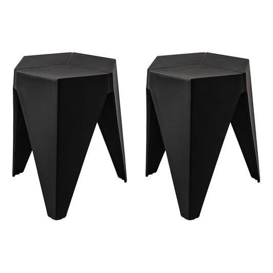 ArtissIn Set of 2 Puzzle Stool Plastic Stacking Bar Stools Dining Chairs Kitchen Black | Auzzi Store