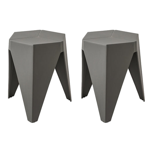 ArtissIn Set of 2 Puzzle Stool Plastic Stacking Bar Stools Dining Chairs Kitchen Grey | Auzzi Store