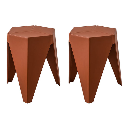 ArtissIn Set of 2 Puzzle Stool Plastic Stacking Bar Stools Dining Chairs Kitchen Red | Auzzi Store