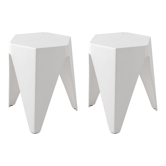 ArtissIn Set of 2 Puzzle Stool Plastic Stacking Bar Stools Dining Chairs Kitchen White | Auzzi Store