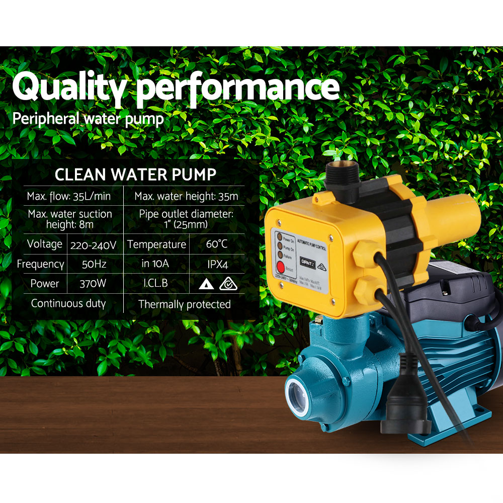 Auto Peripheral Water Pump Clean Electric Garden Farm Rain Tank Irrigation QB60 Yellow | Auzzi Store