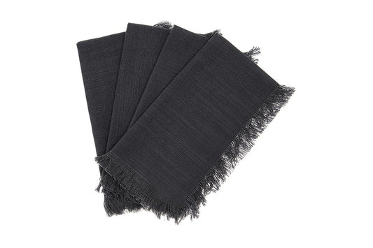 Ayra Fringed Charcoal Napkin (4 Pack) | Auzzi Store