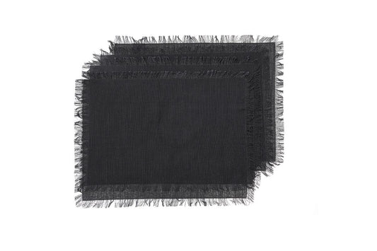 Ayra Fringed Charcoal Placemat (4 Pack) | Auzzi Store