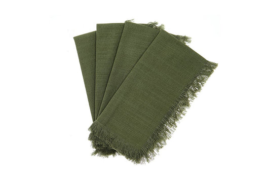 Ayra Fringed Olive Napkin (4 Pack) | Auzzi Store