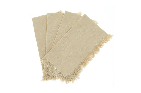 Ayra Fringed White Napkin (4 Pack) | Auzzi Store