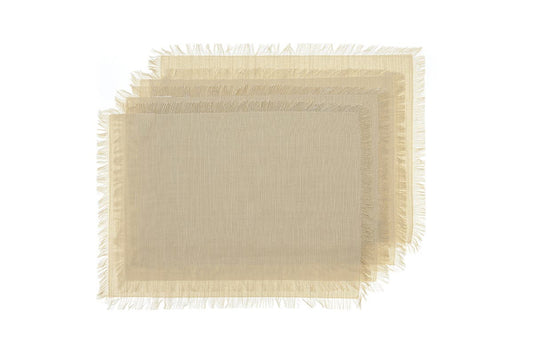 Ayra Fringed White Placemat (4 Pack) | Auzzi Store