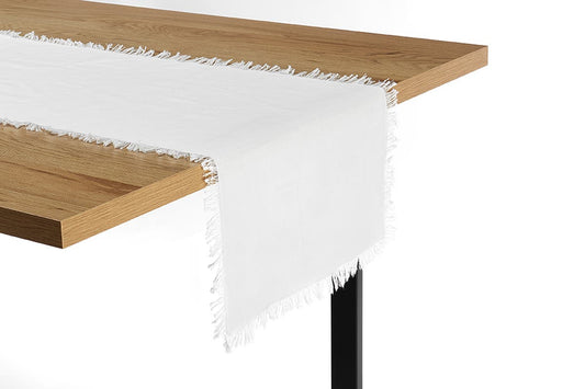 Ayra Fringed White Table Runner (35 x 180cm) | Auzzi Store