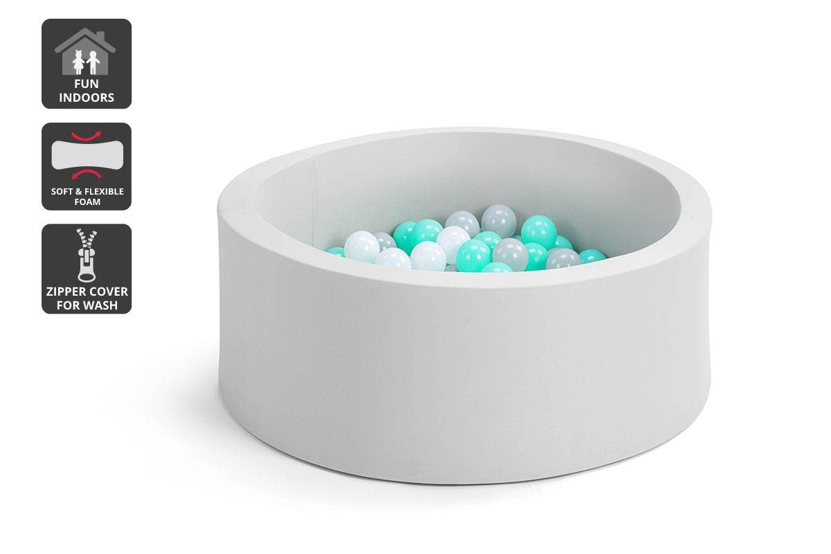 Bubbli Baby Kids Ball Pit with 200 Balls Multi Coloured  - Grey/Blue